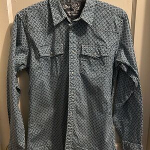 Wrangler Kids Navy Patterned Button-Down‎ Shirt